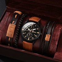 Montres de sport à quartz pour hommes, montre-bracelet d'affaires, bracelet en cuir marron de luxe, horloge Shoous décontractée, mode 2024 1